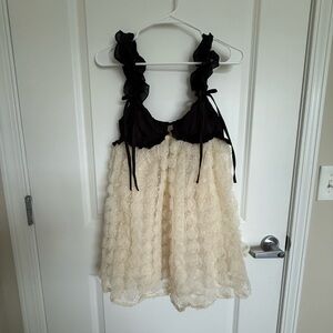 For Love And Lemons Black and Cream Mini Dress